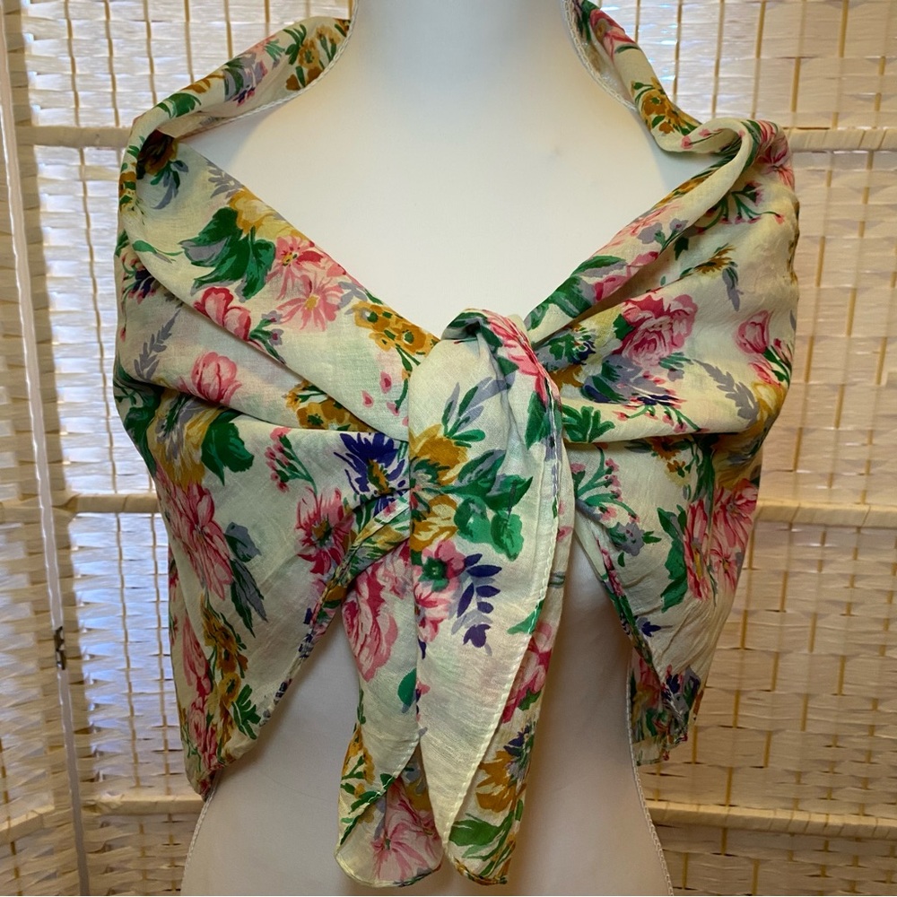 Floral Print Scarf 38x38